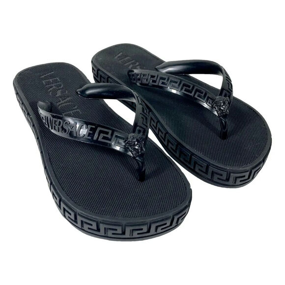 Versace Shoes - Versace Greca Greek Key Flip Flops  Size 37